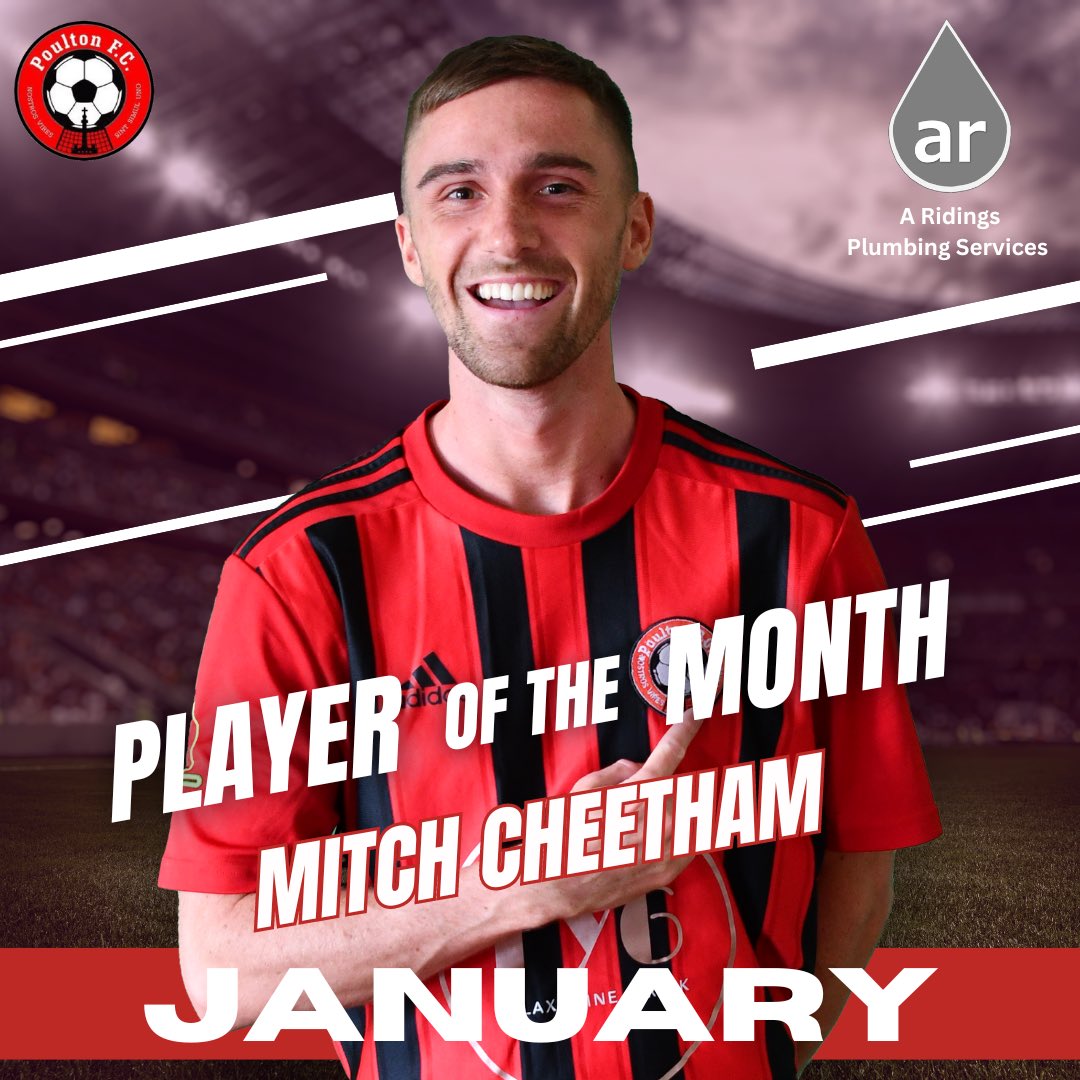 PoultonFC_FY6's tweet photo. PLAYER OF THE MONTH | Mitch Cheetham

“Mitch has been on top form this month and has been a real handful for opposition defenders. On his current form, he has to be one of the best wide attacking players in the league”. 𝐷𝑎𝑙𝑒 𝐴𝑧𝑧𝑜𝑝𝑎𝑟𝑑𝑖 https://t.co/Y3N7lAH2rG