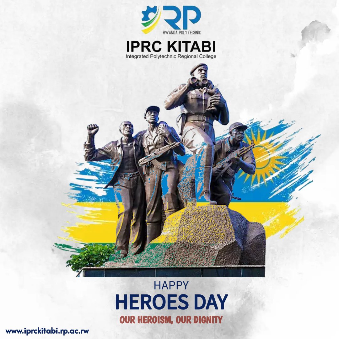 Umuryango mugari wa @IPRC_KITABI wifurije abanyarwanda bose n'inshuti z'u Rwanda umunsi mwiza w'intwari z’igihugu. Tuzirikane ubwitange n'ibikorwa by'indashyikirwa byaranze Intwari z'u Rwanda turusheho kubaka u Rwanda rwiza twifuza. #OUR_HEROISM_OUR_DIGNITY #Ubutwari2024
