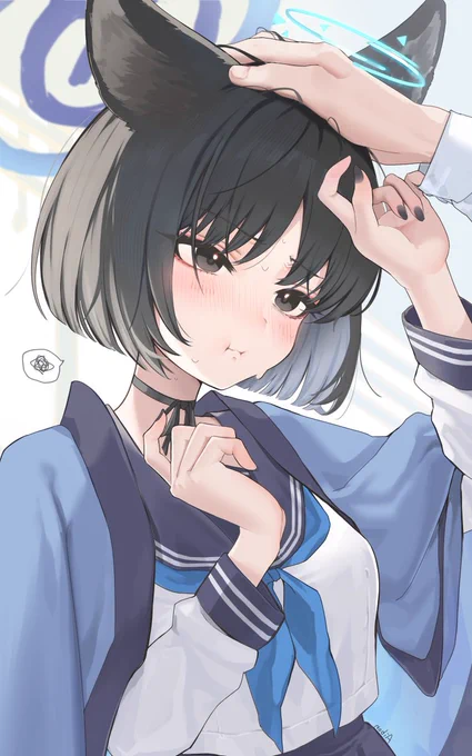 わしゃわしゃ、                         なでなで。「私は百花繚乱の参謀なんだけど....」#ブルアカ #BlueArchive #ブルーアーカイブ 