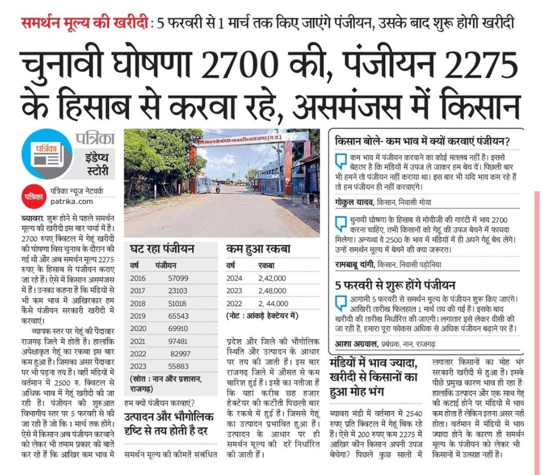 Dhakad94245's tweet photo. किसानों को पंजीयन में रूचि नहीं, मोजुदा- सरकार ने भी की वादा- खिलाफी (२७००=२२७५ का मामला)...
पड़ते रहिए पत्रिका...@PMOIndia @PMOIndia_RC @CMMadhyaPradesh @DrMohanYadav51 @JansamparkMP @INCMP @BhanuTh87750502 @aajtak https://t.co/07FpJCJo6s
