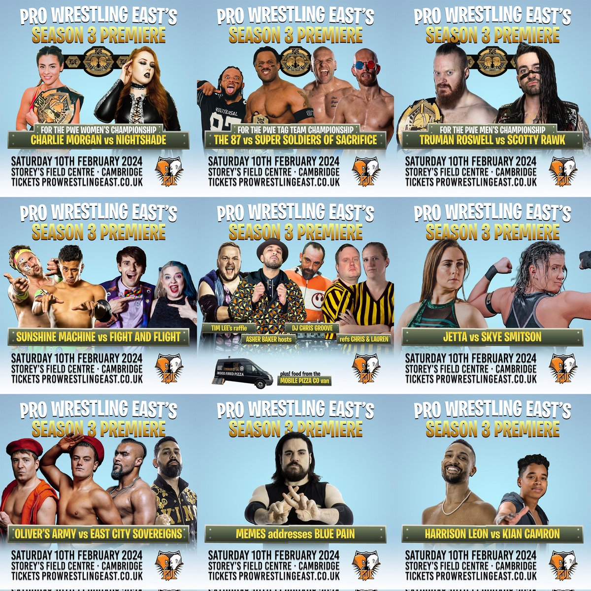 ProWrestleEAST's tweet photo. HOLY CRAP IT'S FEBRUARY! #SEASON3PREMIERE IS THIS MONTH!

@Truman_Roswell defends against @ScottyRawk 
@CharlieMorganuk defends against @nightshadepw 
@A_Roth7 &amp; @RoyJohnsonYeah defend against @MaloneHustle &amp; #CyGregory
@ChuckMambo &amp; @PureTKC Vs @_BeauBelles &amp; @SkyeOShure 
+More! https://t.co/T1kSn1Jlub