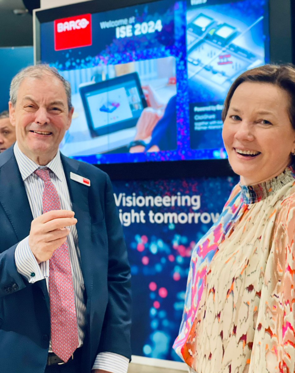 The vibes at @ISE_show are electric⚡ ✔️Add booth 2M100 to your #ISE2024 to-do list and explore our latest solutions. Today, we welcome our CEOs, An Steegen and CHARLES BEAUDUIN, at the Barco booth. See you today or tomorrow between 10 AM and 6 PM? #visioneering #AVTweeps