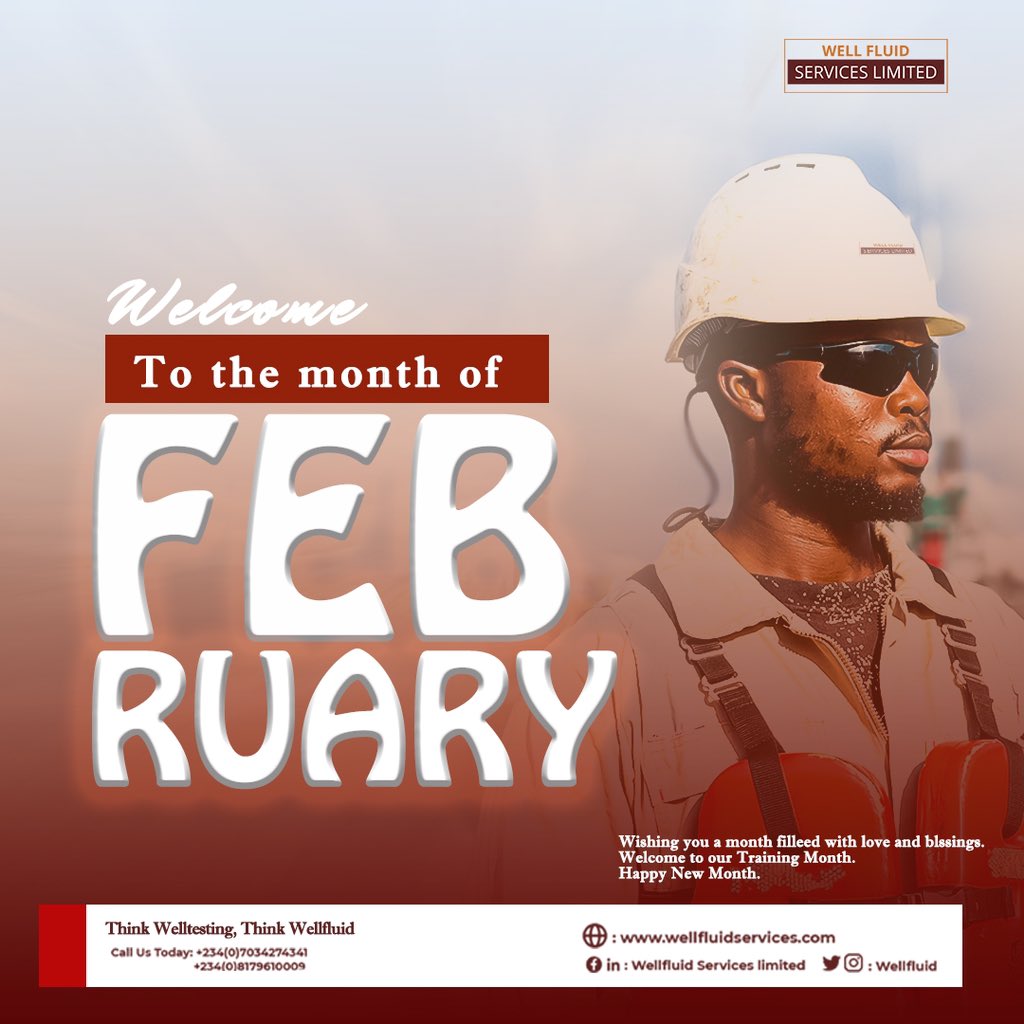 WellFluid's tweet photo. Happy New month!!, Wishing you a month of love and blessings.
Welcome to our training month!
#WFSL
#february
#explore
#welltesting https://t.co/DGm177RydV