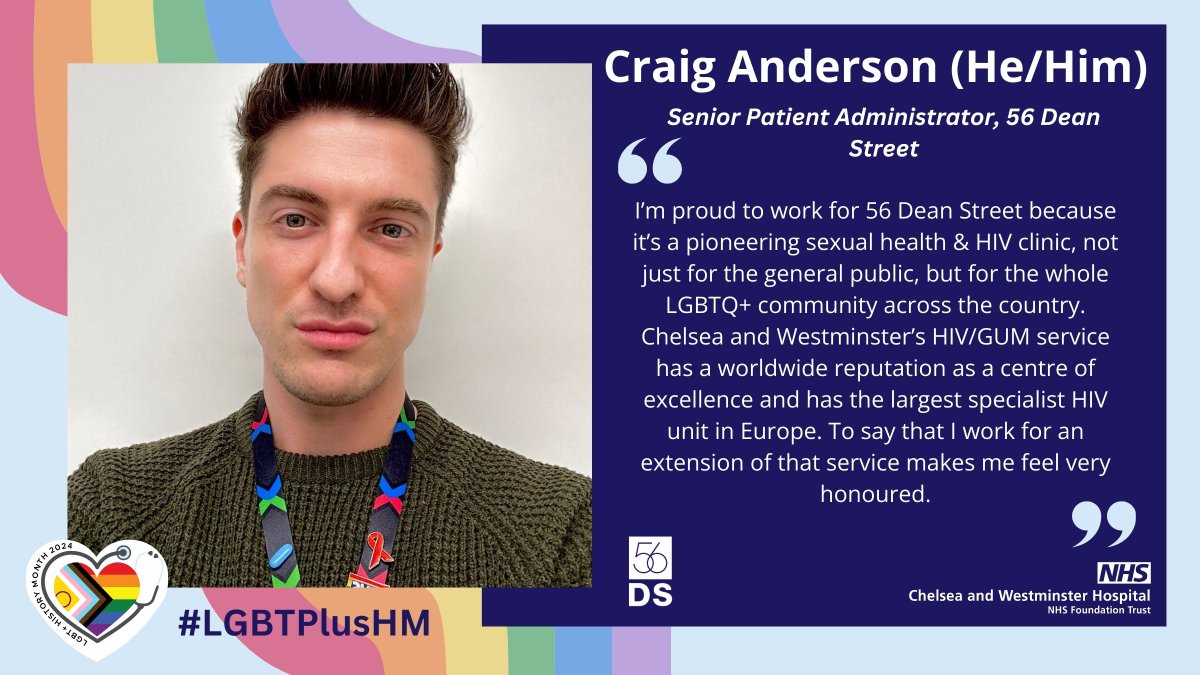 February is #LGBTPlusHM and this year's theme is ‘Medicine- Under the Scope’, celebrating the contribution of LGBTQ+ people to healthcare. We are going #UnderTheScope at the Trust by sharing why staff are proud to do their roles, including Craig Anderson from @56deanstreet.