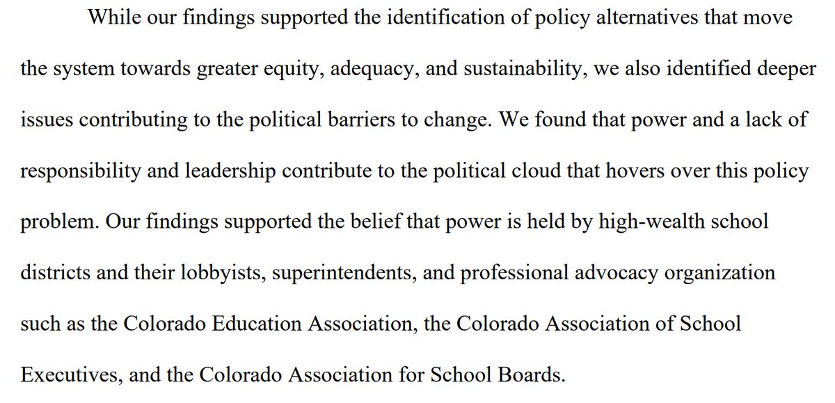 After reviewing report recommendations, & the minority reports outlining the opposition of some stakeholders to several, you might want to read this study from Amy Jo Schwartz @ DU about how powerful & privileged groups work to prevent change. digitalcommons.du.edu/cgi/viewconten… #edcolo #edu