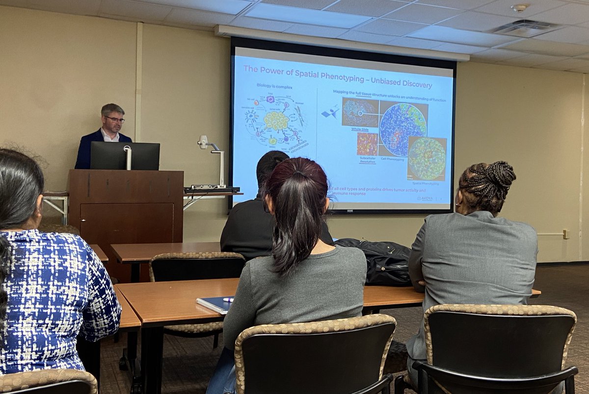 lsuvetmeddean's tweet photo. What a joy to hear #AkoyaBiosciences tell us about the incredible capabilities of our new multispectral fluorescence imaging & scanning system for our diagnostic & research enterprises @LSUVetMed. With 9-plex options, the sky’s the limit! #LSU #WeProtect #LADDL #ScholarshipFirst https://t.co/P8sD2lCkK2