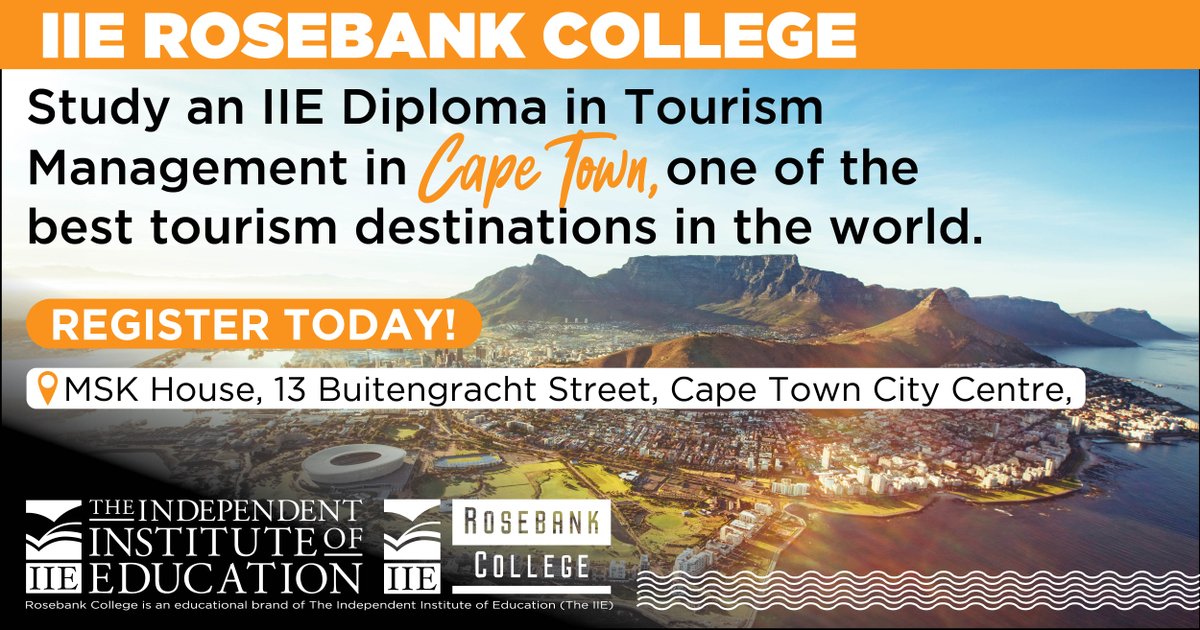 RosebankRC's tweet image. Study the IIE Diploma in Tourism Management at our Cape Town campus. Apply at bit.ly/3R8kGGY and register today. There is no better time and place to study tourism than in the mother city. Your future awaits you!
#iierosebankcollege #2024registration #applicationopen