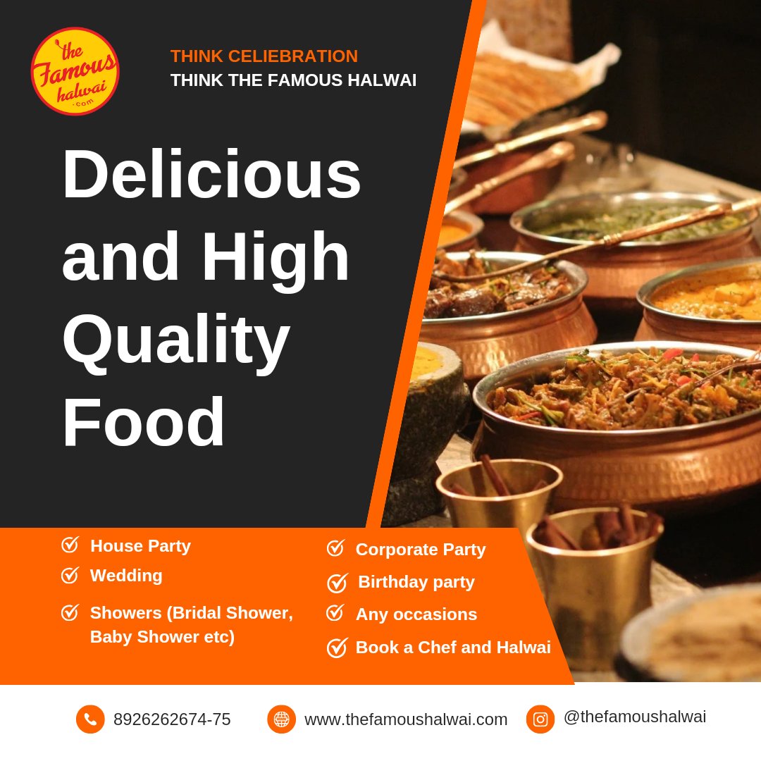 Delicious and high quality food For your upcoming event!! 
Call Now: 8926262674-75

@thefamoushalwai
@lekhwarhospitality @cateringindia 
#thefamoushalwai  #maharashtra #uttarakhand #thinkcelebrationthinkthefamous #jaipur #chandigarh #noida #houseparty #wedding #delhincr #india