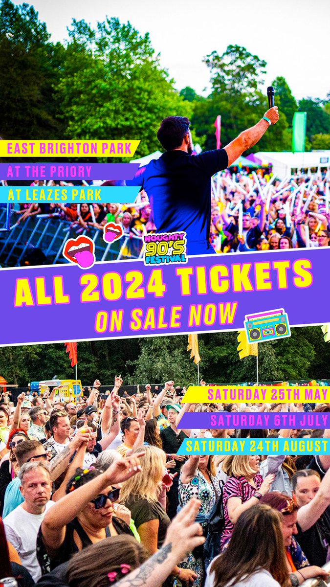 This is it Ravers 🚨 All 2024 Tickets Now On Sale! Bag them fast 💨 Once they’re gone, they’re gone! HITCHIN - skiddle.com/e/36399969 NEWCASTLE - skiddle.com/e/37122292 BRIGHTON - skiddle.com/e/36372813 🔗 noughty90sfest.com