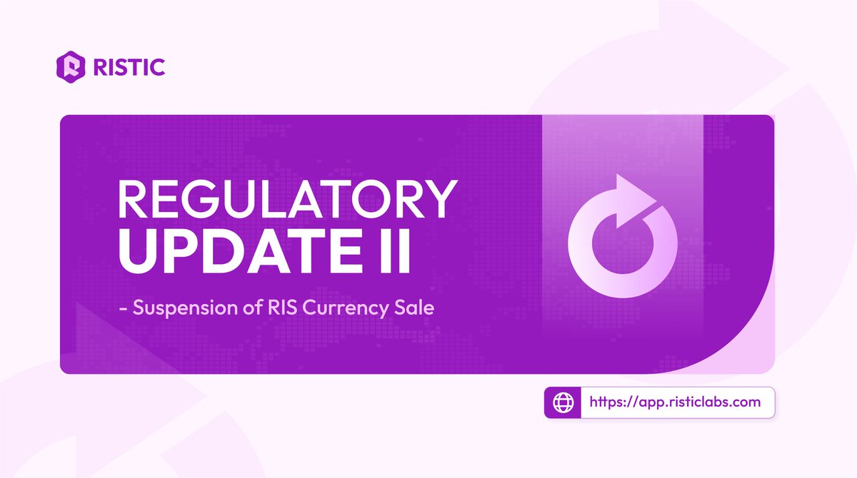 RisticLabs's tweet photo. Announcement Code: RU2-Feb2024 

 Dear Novatores,

In line with our ongoing regulatory adjustments, the team has decided to temporarily suspend all investor frameworks within the Ecosystem.

What does this mean:
There will no longer be the sale of RIS Currency in any form. (1/4) https://t.co/fzCg5mfoS3