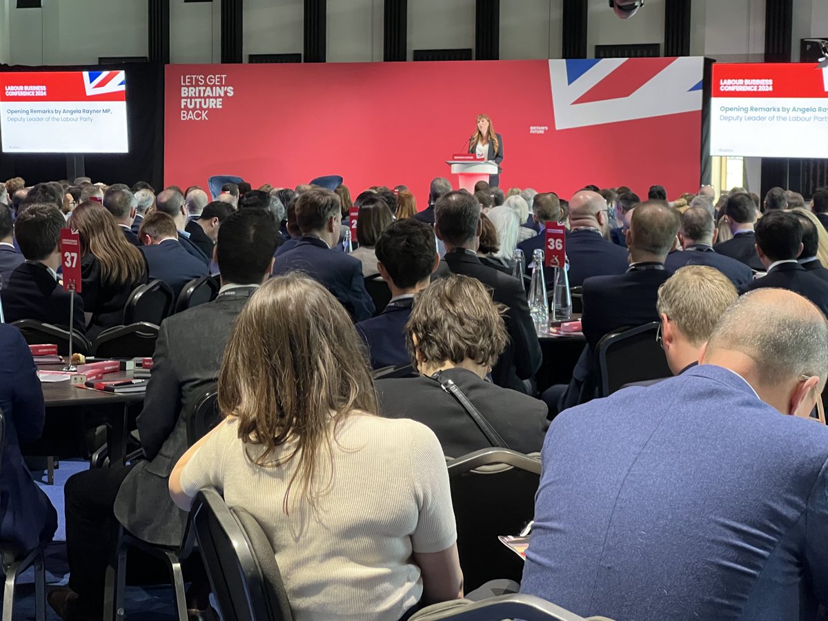 ⁦@AngelaRayner⁩ speaking at the ⁦@UKLabour⁩ Business Conference in front of 600 business people this morning - she said a Labour Government will deliver economic stability and a new partnership with business