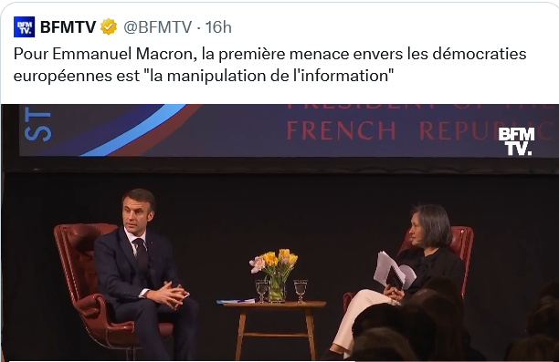 Ce que Macron et Von der Leyen appellent la 'manipulation de l'information' n'est que la liberté d'expression des oppositions, qui a toujours dérangé la mise en place des régimes totalitaires.
#AgriculteursEnColeres #blocageDeParis