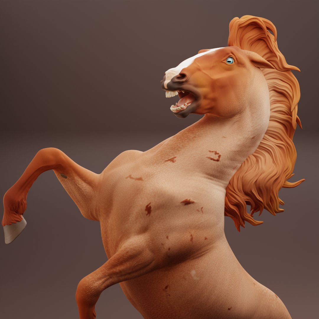 BexbeeStudios's tweet photo. Cossack the Australian brumby stallion 
Sculpted in #zbrush and rendered in #blender3d !
#art #horse #modelhorse #3dartist https://t.co/gZwFQZFkev