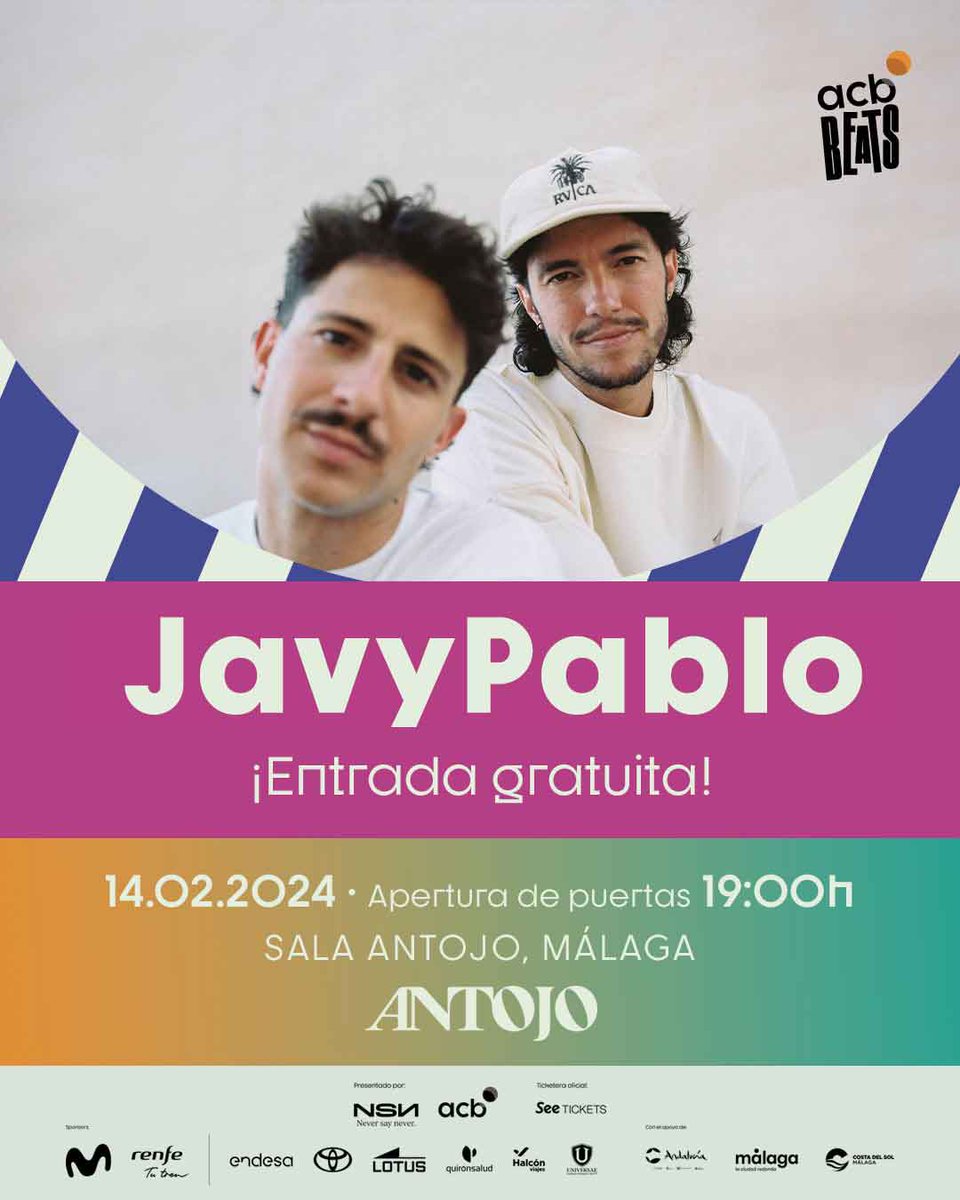 acbbeats's tweet photo. ¡La MÚSICA no parará de SONAR en la #CopaACB!

Tras el SALTO INICIAL con @lolaindigomusic, Sala ANTOJO acogerá conciertos GRATUITOS de @JavyPablo e iPop en la víspera copera.
➡️ Martes 13/02
➡️ Miércoles 14/02

¿Se puede tener más GANAS?