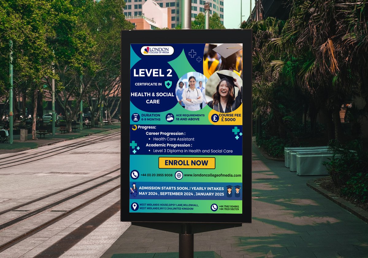 🚀 Start journey with London College of Media and Partners!  Our Level 2 Certificate in Health &amp; Social Care, crafted for individuals 18 and above,  Ready to enroll? Explore more at londoncollegeofmedia.com 📷 Dial +44 7562 934861, +44 7919 592729 #CareerProgression #LCMJourney
