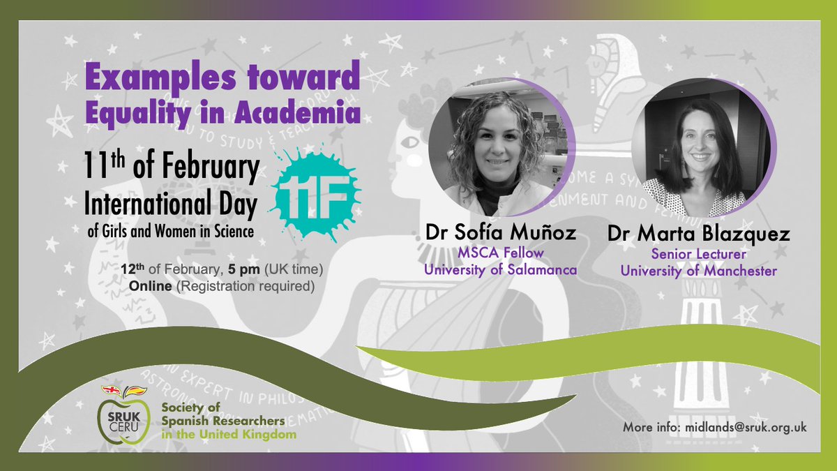 ComunidadCeru's tweet photo. 🍏SRUK/CERU #Midlands  has prepared a webinar for  #WomenInScience day 💜🥼, with two great examples of women in #academia!

🟣 @twittsofia (@usal - @CICancer_com)
🟪 @Martsbl (@UoMMaterials)

🗓️ 12th February - 5pm 
🎟️ Free - registration needed
ℹ️ https://t.co/KCKjpdKHRQ https://t.co/42gDS8N6sb