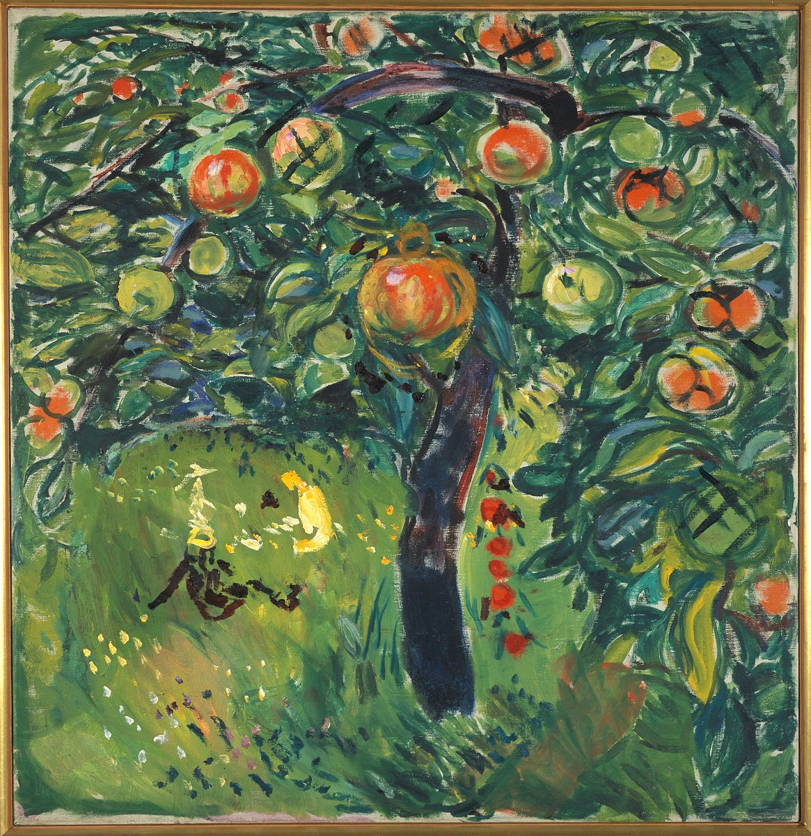 “Apple tree, apple tree hide me, so the old witch can’t find me; If she does she’ll pick my bones, and bury me under the marble stones.” The Old Witch, Joseph Jacobs #NationalStoryTellingWeek #FolkloreThursday image: Edvard Munch, Apple Tree