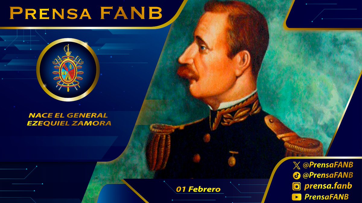 PrensaFANB's tweet photo. 🗓️  #1Feb || En este día nació Ezequiel Zamora, un verdadero héroe del pueblo venezolano. Se le conocía como el "General del Pueblo Soberano" y fue un brillante estratega militar que luchó incansablemente por los derechos de los campesinos y otros grupos marginados del país. Fue un faro de esperanza para los pobres y los oprimidos, y su legado sigue inspirando a generaciones de venezolanos hasta el día de hoy.
#FebreroAntiimperialista