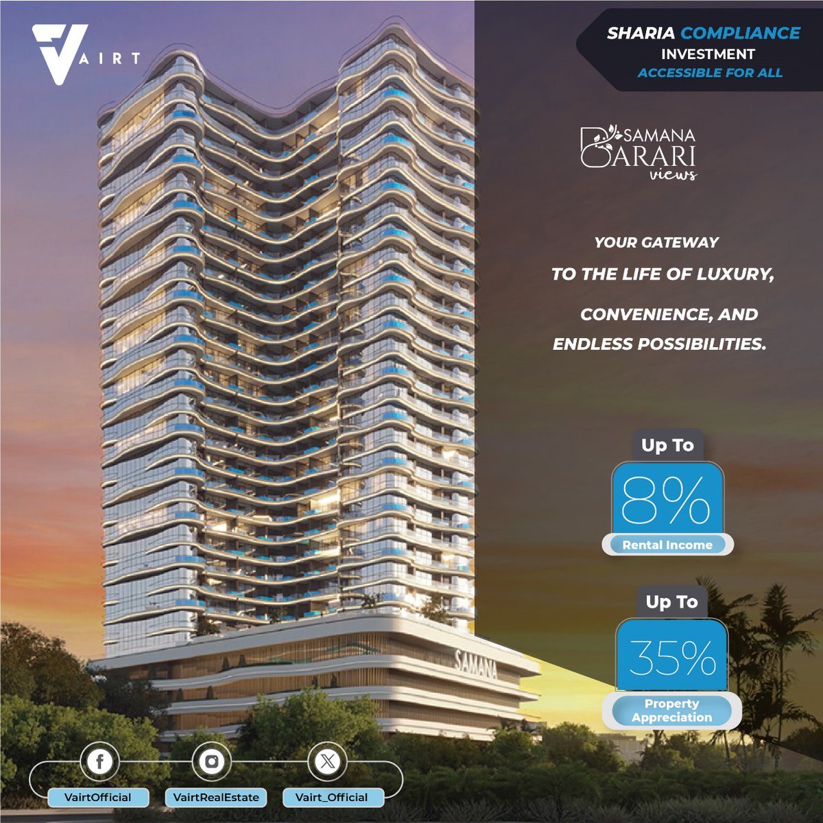 offplan_finder's tweet photo. Indulge in luxury at Samana Barari with Vairt Real Estate Platform. Your gateway to opulence and convenience awaits. Explore our listings now!
.
Click on this link to schedule a meeting:  https://t.co/iqWMAef3bl
.
#Vairt #shariahcompliant #FinancialGrowth #Samanabarari https://t.co/UOwS5KtIYI