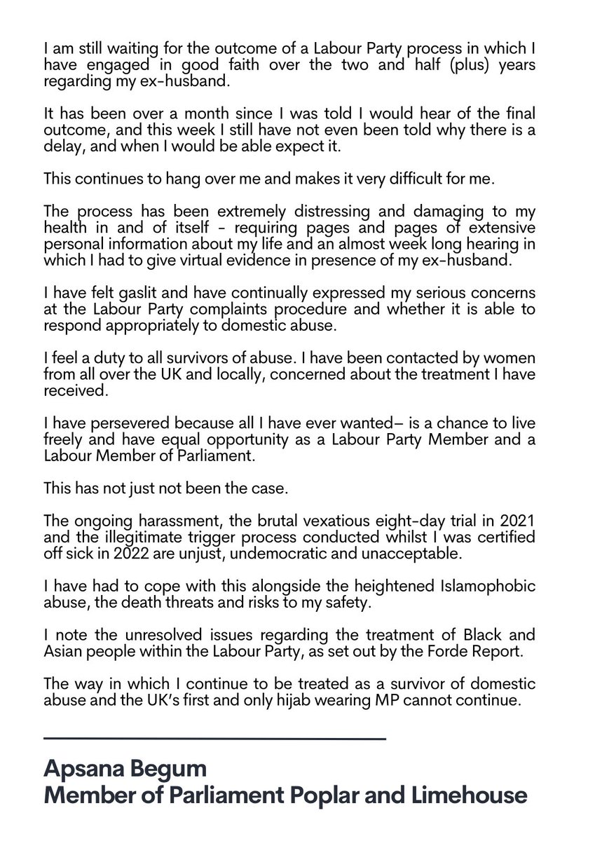 An update from me.

The way in which I continue to be treated, cannot continue.