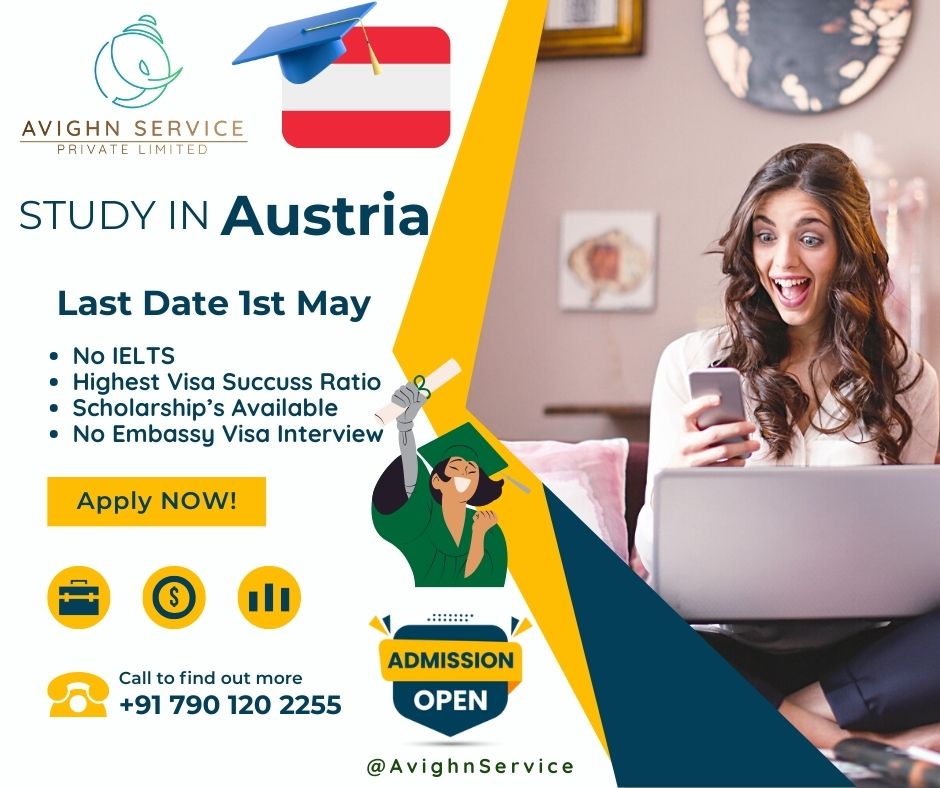 🌍 Explore Austria, 📚 No IELTS required, no visa interviews. 🎓 Hurry, secure your spot by May 1, '24. 🚀 #StudyInAustria #NoIELTS #ScholarshipsAvailable 🌐 #austria #overseas #graduation #masters #avighnservice #AdmissionsOpen #fallintake #MBA #FutureLeaders #GlobalEducation