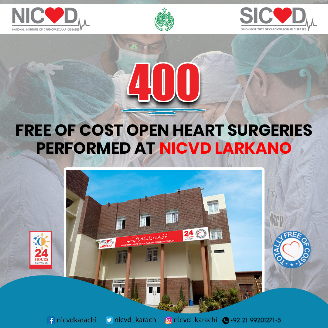 In a significant stride towards healthcare equity, NICVD Larkana proudly marks the completion of 400 free-of-cost open heart surgeries. A commendable effort by our skilled medical professionals and a testament to our commitment to public welfare.
#NICVD #HealthcareEquity #Larkana