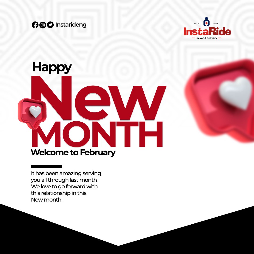 InstaRideNg's tweet photo. Happy New Month🥳 to our valued Customers and partners.
 
Here's to another month of seamless deliveries, strategic planning, and successful partnership. Cheers to a month filled with logistics brilliance and unparalleled achievements🚚✨ 

#LogisticsExcellence 
#NewMonthSuccess https://t.co/F0cQaYUOHR