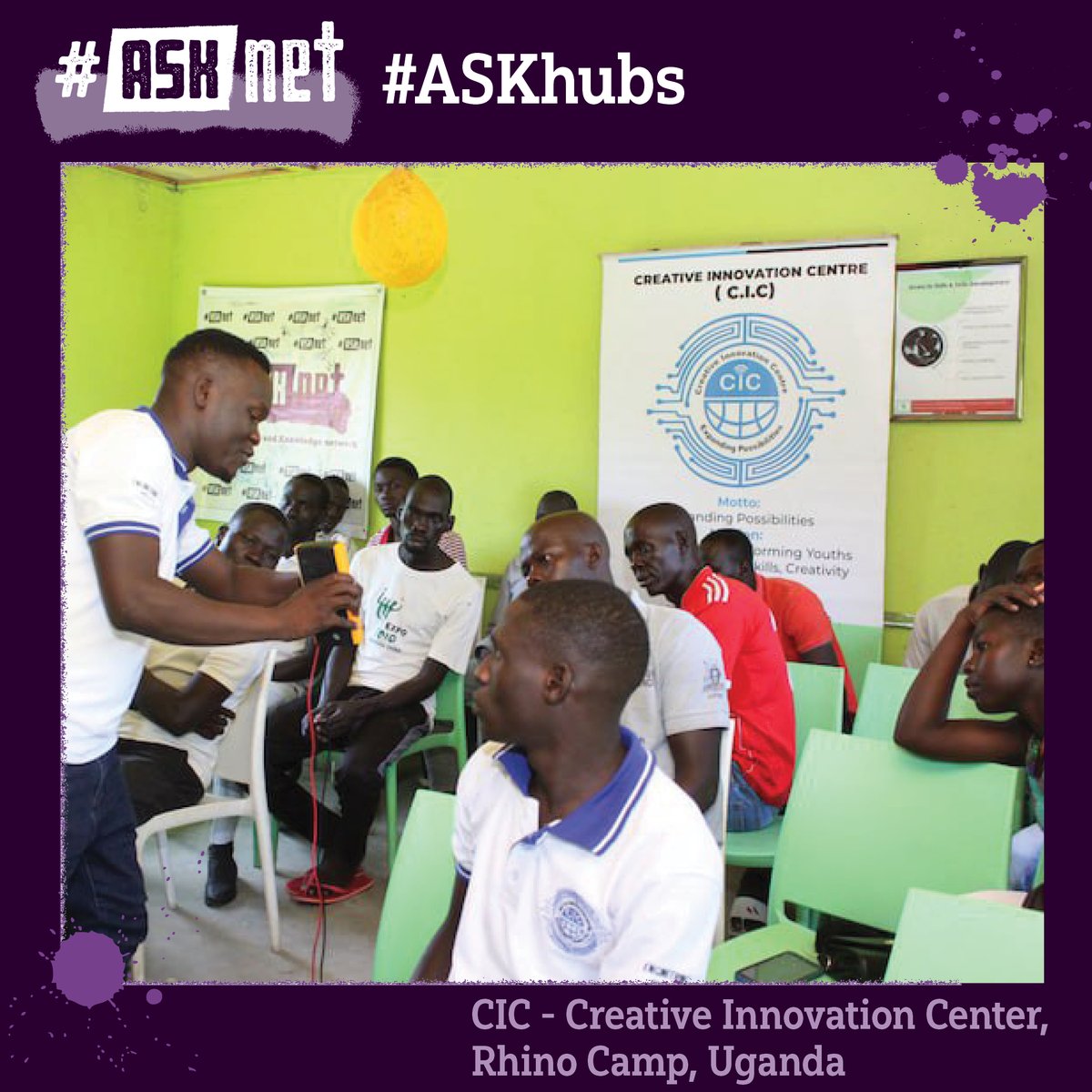 _asknet's tweet photo. "Introducing CIC, a vibrant #ASKnet hub in Rhino Camp Refugee Settlement, Uganda. 

Founded in 2020, they drive youth-led initiatives focused on digital literacy, electronic technology, and sustainable development. 

Connect with them: https://t.co/DQYXIV2B3j #community" https://t.co/6SWESWsows