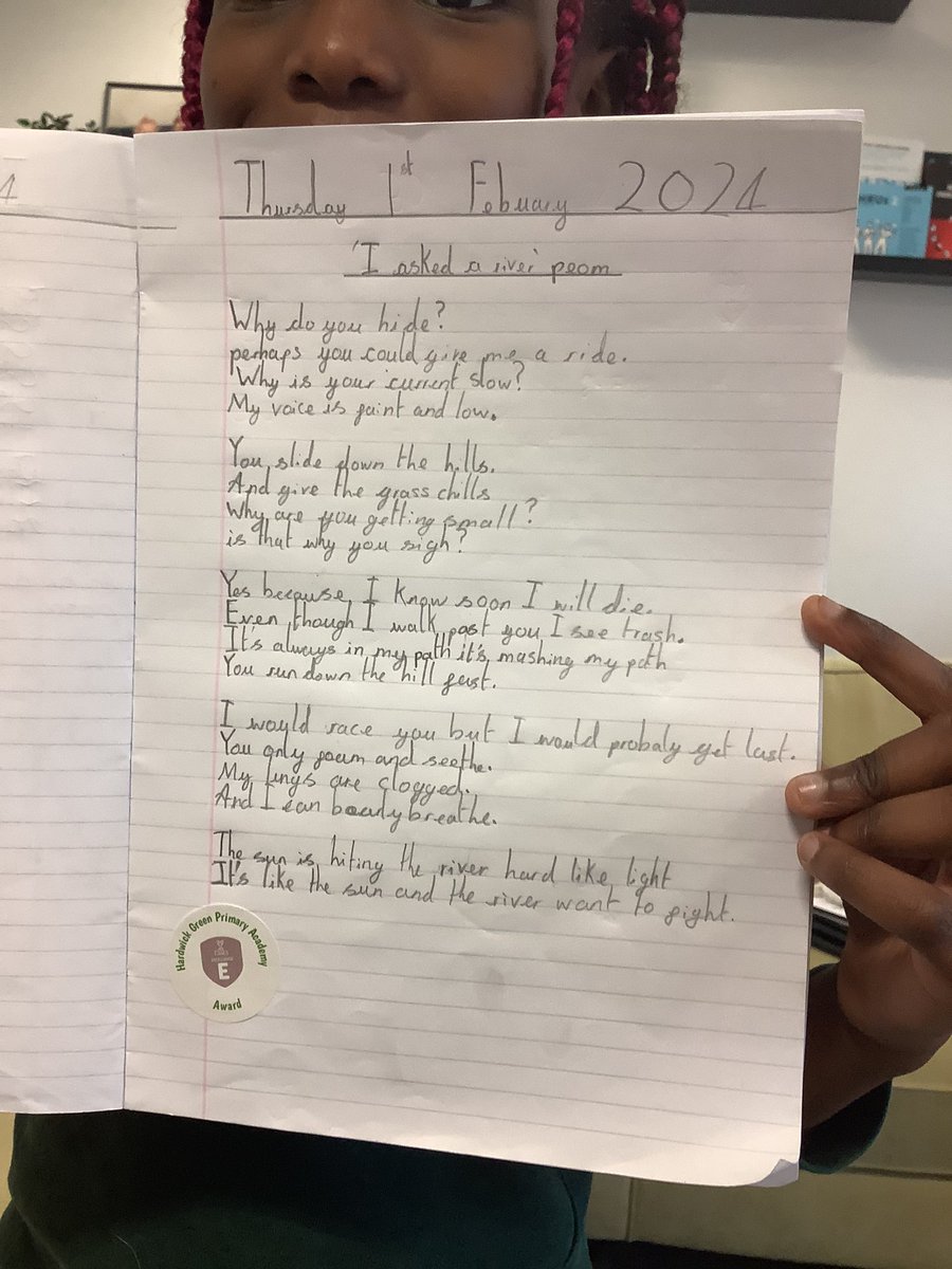 Year 3 have been reading Hot Like Fire <a href="/clpe1/">CLPE</a> and have taken inspiration from #ValerieBloom’s poem ‘I Asked A River’ #HardwickgreenPA #hardwickenglish