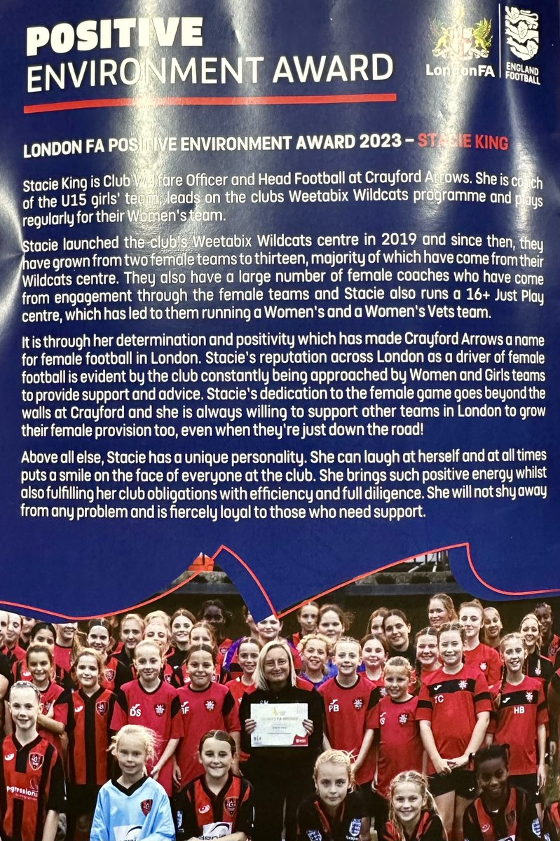 Great to have attended the @LondonFA awards ceremony last evening. Well done all those winning due recognition including our very own @stacieboo ⚽️🏆