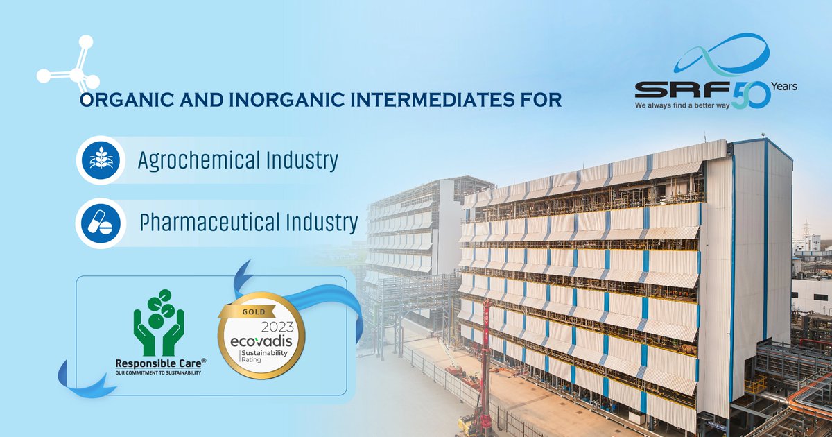 #GoldenLegacy #SRF50
With leading global Agrochemical and Pharmaceutical companies already featuring in our customer list, SRF’s Specialty Chemicals Business has established credentials as a trusted and a reliable #GlobalPartner to develop upcoming and new age products.