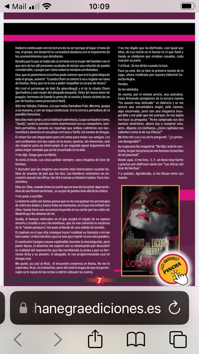 En la revista Semilla Negra de <a href="/cosechanegra/">cosecha negra ediciones</a> 
Revelamos el secreto de cómo se escribió la novela “LAS CHICCAS DEL LICOR DE HIERBAS”