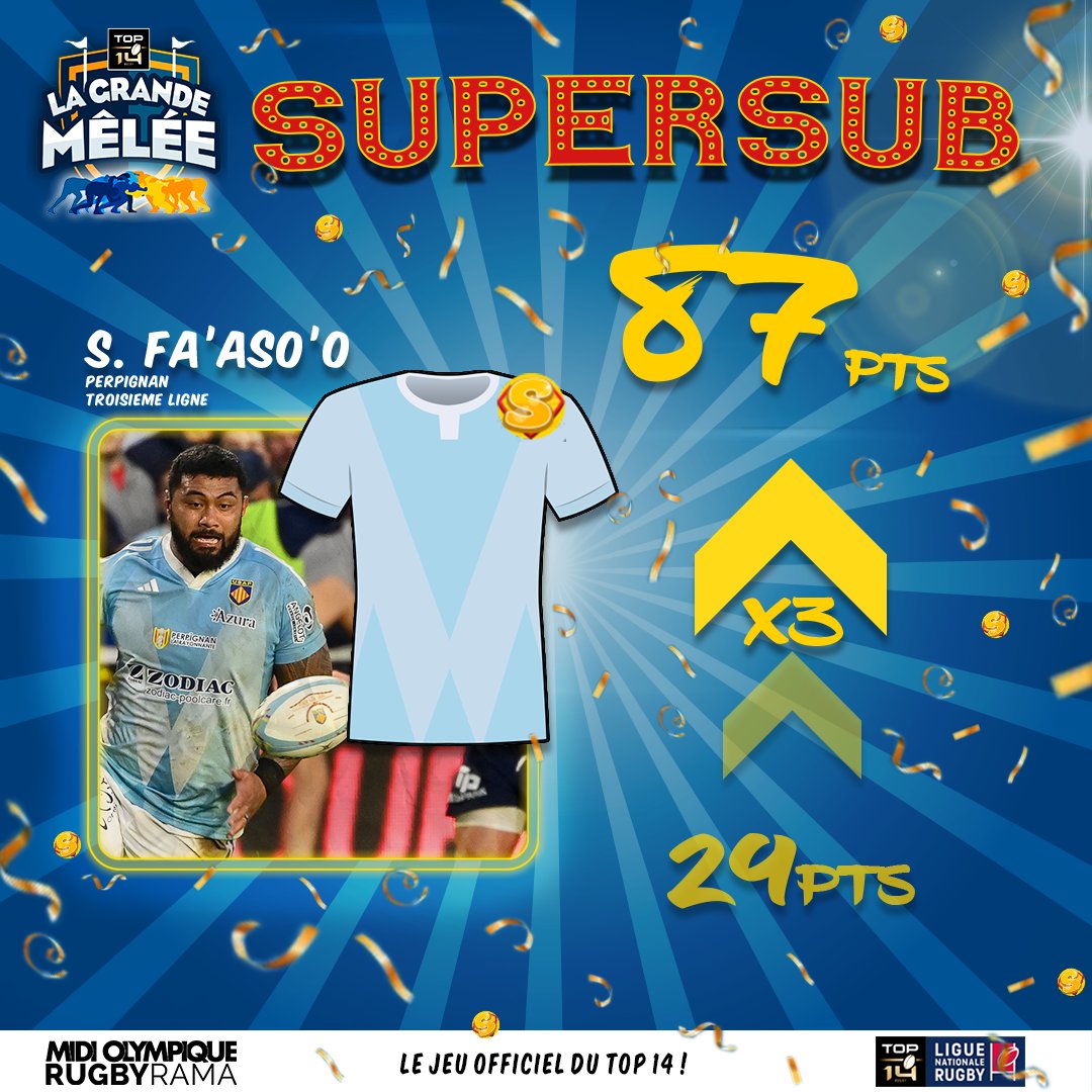 RugbyramaFR's tweet photo. Le supersub de la journée sur LGM, et il commence à y être habitué, est Fa'aso'o, la machine de l'@usap_officiel ! https://t.co/ul2OAnvO2I
