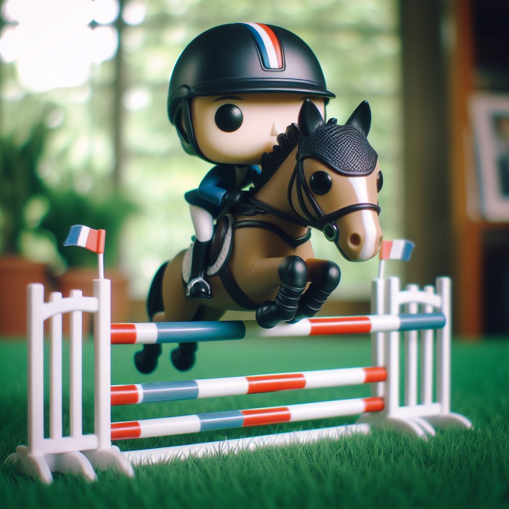 FFEquitation's tweet photo. On n'est pas à cheval sur les trends … 👀mais à notre tour de vous présenter les figurines POP, version équitation ! 🐴
On débute avec le saut d’obstacles ! Qui aimerait l’avoir chez lui ? 😍

🤖 Visuel réalisé avec IA. https://t.co/u8iEUYGXCL