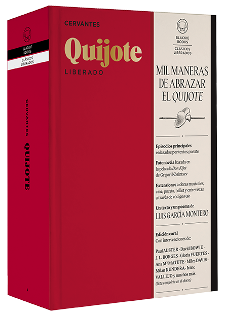 ObradoiroLector's tweet photo. @ObradoiroC os recomienda una nueva edición del clásico por excelencia: Quijote liberado. Blackie Books nos presenta el texto original con aportaciones de, entre otros,  Paul Auster, David Bowie, J. L. Borges, Ana Mª Matute, Milan Kundera, Irene Vallejo y  muchos más. https://t.co/ivx0DB4r2i