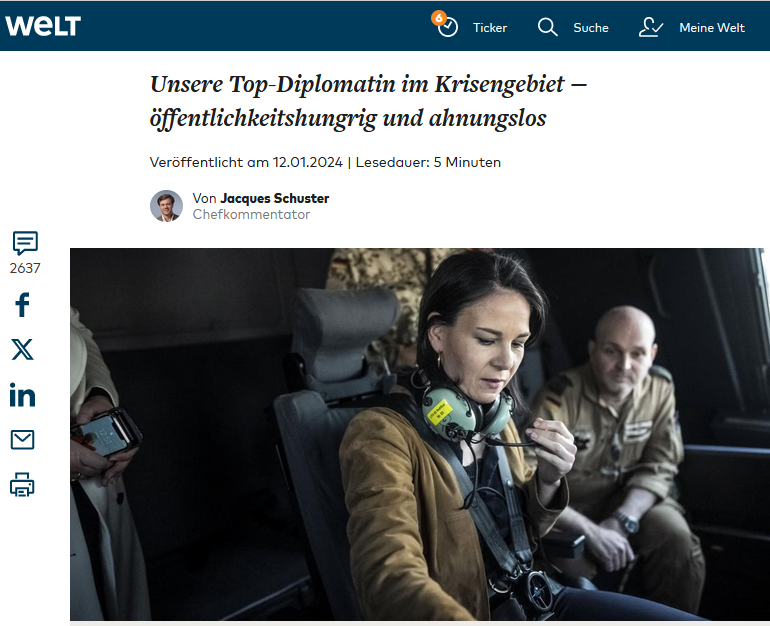 Kaum jemand verkörpert den Abstieg Deutschlands mehr als Annalena Baerbock. Deutsche Außenminister waren einmal Repräsentanten eines der einflußreichsten Länder der Welt. Alle Türen, ob in Moskau, Peking oder Washington öffneten sich ihnen.

Heute steht die deutsche