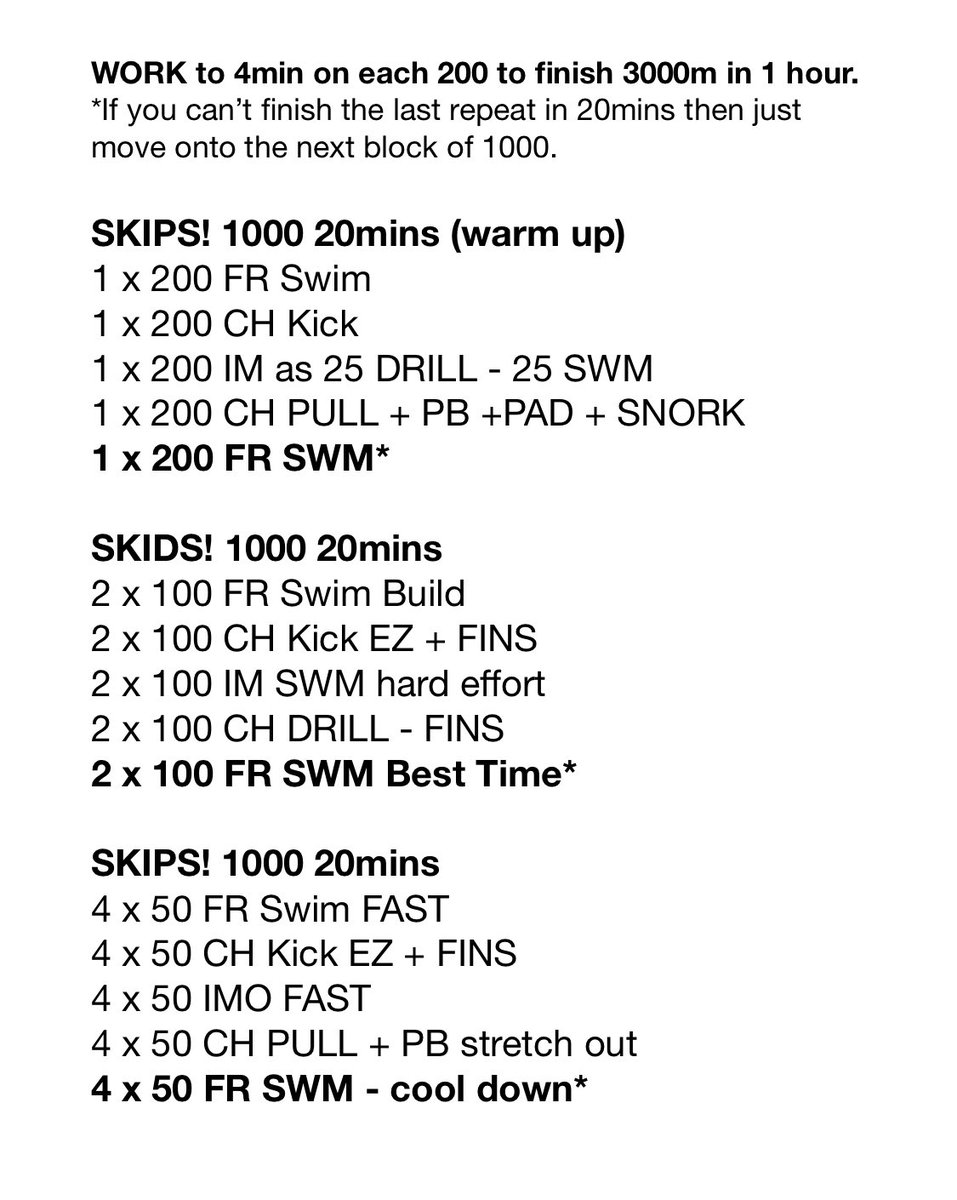 Well done to all the Masters and fitness swimmers who finished the 3000m set last night of SKIPS (Swm - kick - IM - pull - Swm) and SKIDS (Swm - kick - IM - drill Swm)! #wvsc #wvsccoach #swimming