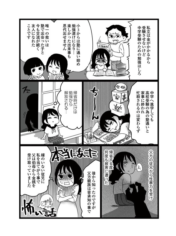 (再掲)跡取りが産まれた途端、女の子は使われ売られ虐待される環境で育った女性が"毒親と同じ苗字"を捨て、新しい名前を得た話。前編(2/3) #漫画が読めるハッシュタグ