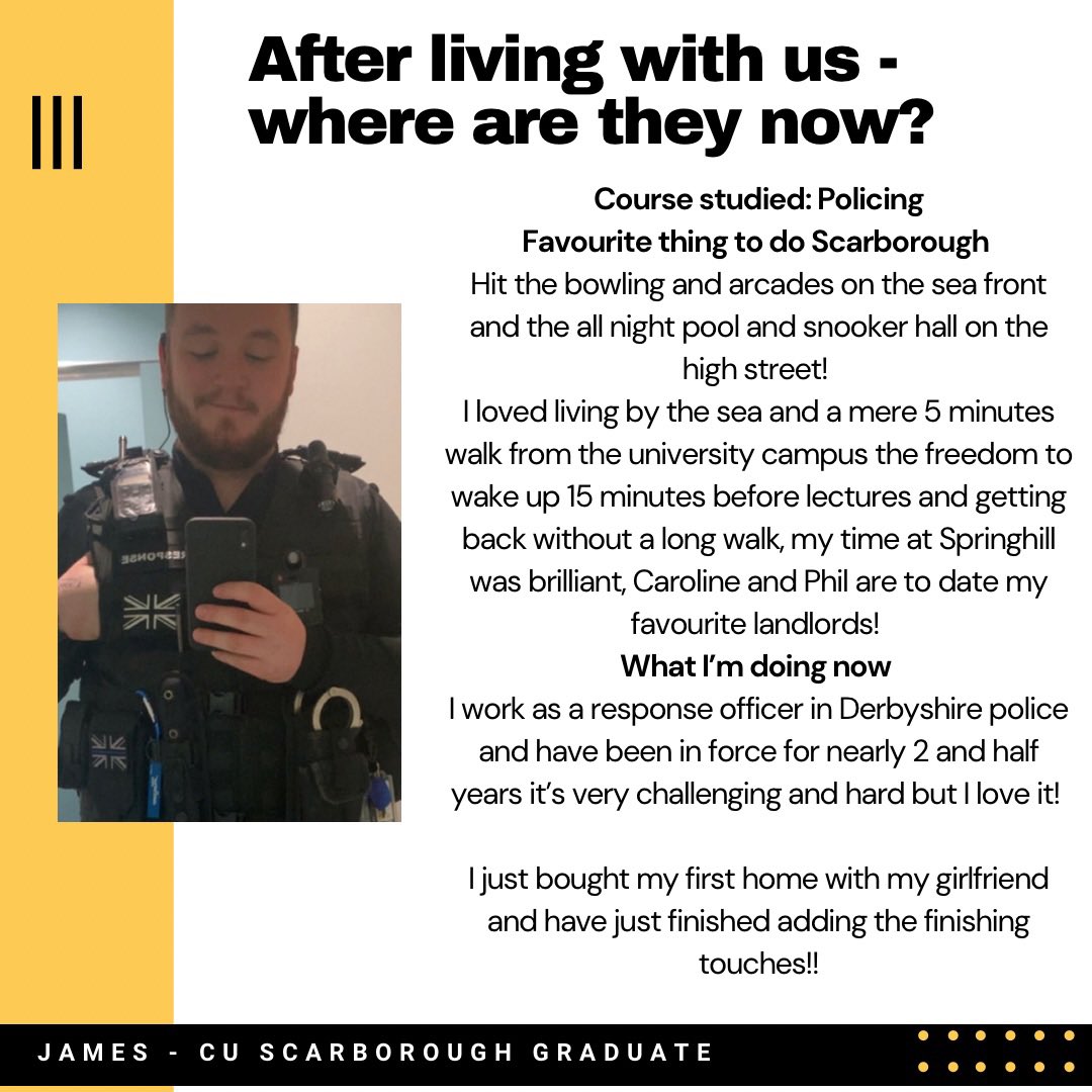 #throwbackthursday 'where are our former <a href="/cuscarborough/">CU Scarborough</a> students now?' - we love to hear how our graduates are doing! James made his home at our student house (house available for September 24 - see our fb post!) really proud of you James!! <a href="/cuscarborough/">CU Scarborough</a> <a href="/CusuScarborough/">yoursu.scarborough</a>