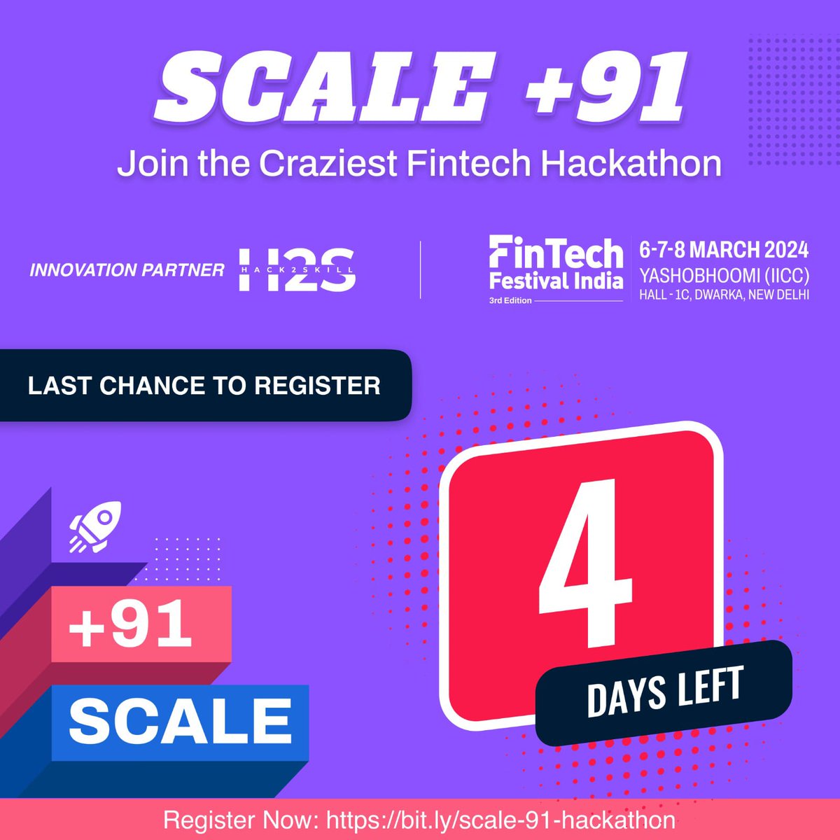 mscabesit's tweet photo. 🚀Ignite the future of finance at Scale +91, FinTech hackathon!🔥
Don't miss the chance to win a Grandpool of ₹5 Lakhs, network with industry leaders, and be part of the FinTech Festival India 2024.
Register Now: https://t.co/fNcqIhF4BP
#FinTechRevolution #Hackathon2024 https://t.co/eu2ub9mGGB