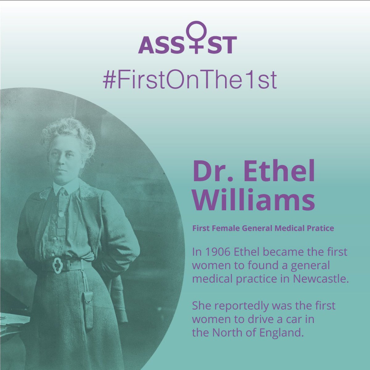 Happy February! 

This months #firstonthe1st honours Dr Ethel Williams, who paved the way for women in the medical field by being the first woman to open a general medical practice in Newcastle ⭐️💜