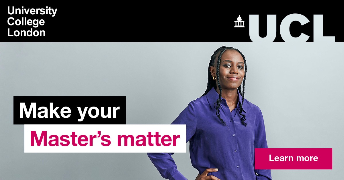 Studying at @ucl gave me a global, diverse platform to grow as a leader and network with like-minded individuals. I set out to pursue my Masters for a year, but this experience has equipped me for life. Favour Ong'Udi. #UCLMastersMatter 

tinyurl.com/294fa6r5