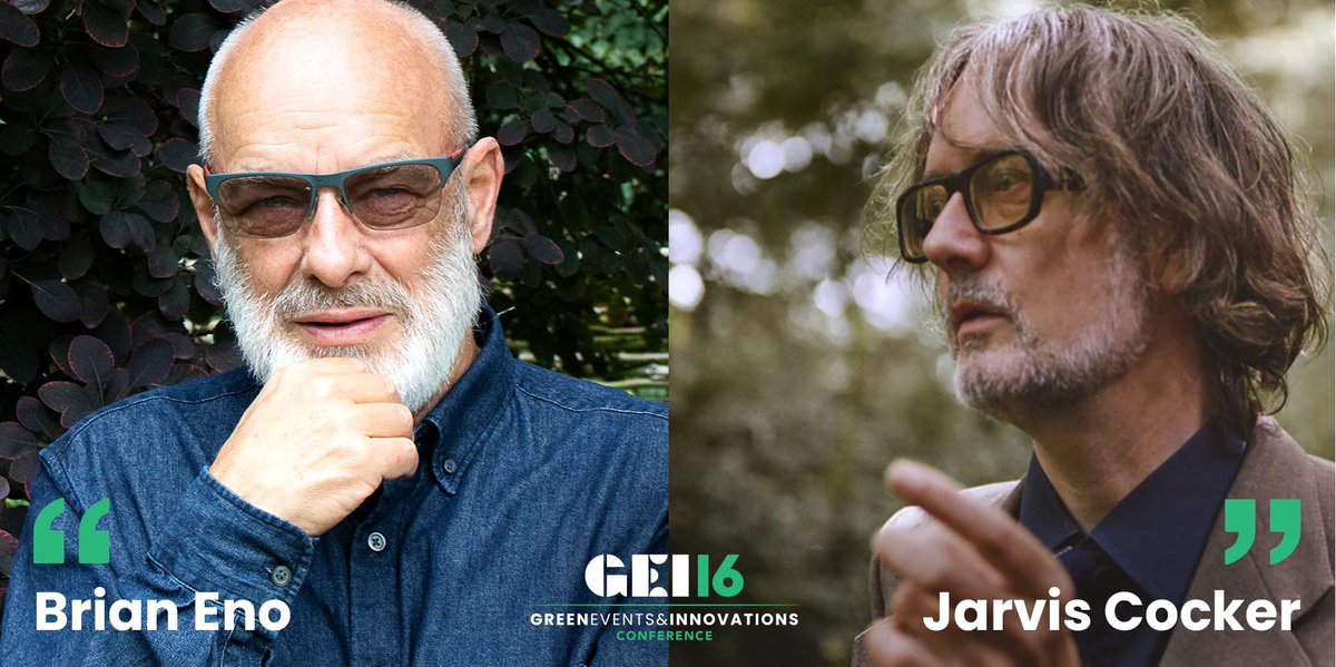 Brian Eno & Jarvis Cocker (@welovepulp) Keynote Announced for #GEI16. More info and tickets here: zurl.co/07mo #GEI16Speakers #GEI16