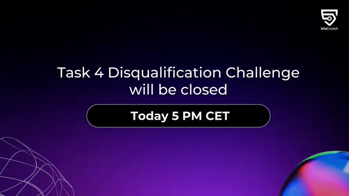 gvizor's tweet photo. π¨ Last call! The Typeform for the bitsCrunch Testnet
Task 4 Disqualification Challenge closes today at 5 PM CET
Hurry and submit your entries before the deadline https://t.co/Moq4kvikw4
Don't miss out on this opportunity. #bitsCrunchTestnet #TestnetTask4 https://t.co/kz9rRkb845
