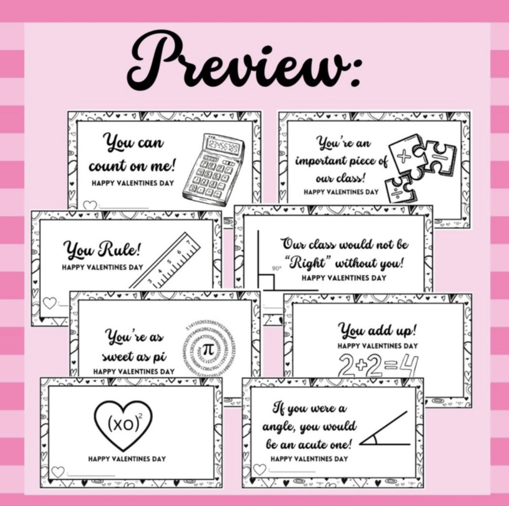 Happy February 1st! Looking for a fun Valentine’s Day treat for your students? Check out my printable math pun cards! ❤️💕🤍 

#teachertwitter #mathteacher #Valentines 

teacherspayteachers.com/Product/Printa…