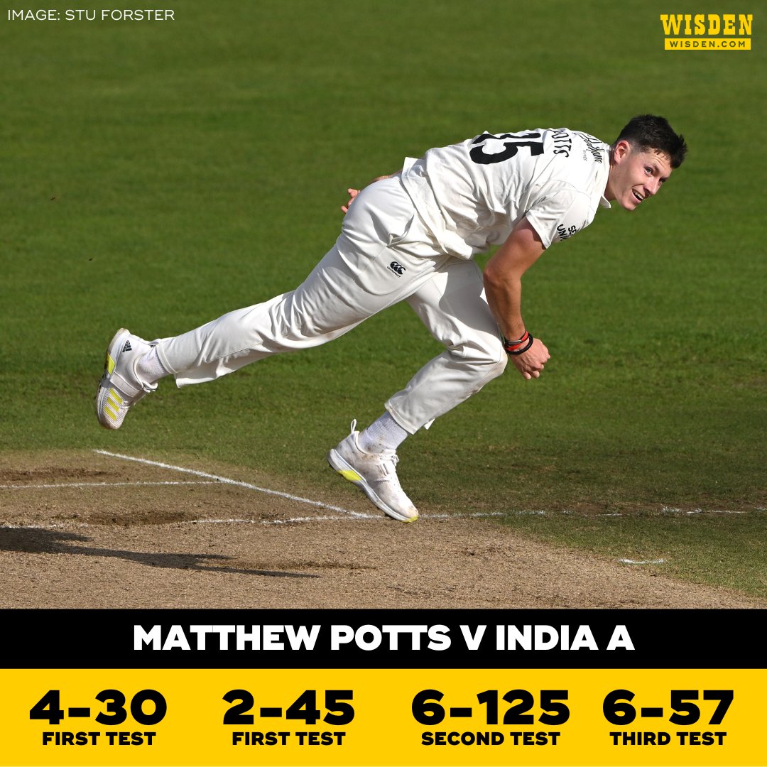 18 wickets at 14.27

Matthew Potts is on fire for England Lions 🔥

 #INDvENG
