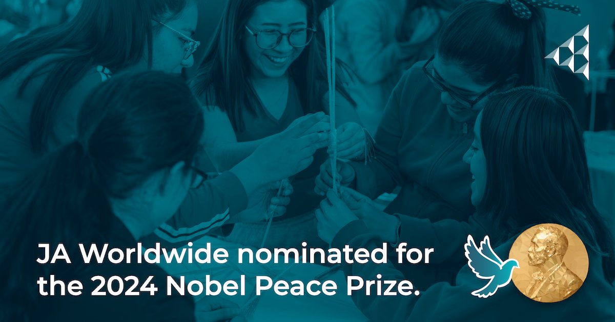 We’re proud to announce that JA Worldwide has been nominated for the 2024 Nobel Peace Prize. It's a tremendous honor to be nominated for this prize, as we attempt to realize Alfred Nobel’s vision through our global impact. Read more at jaworldwide.org/nobel-nominati…