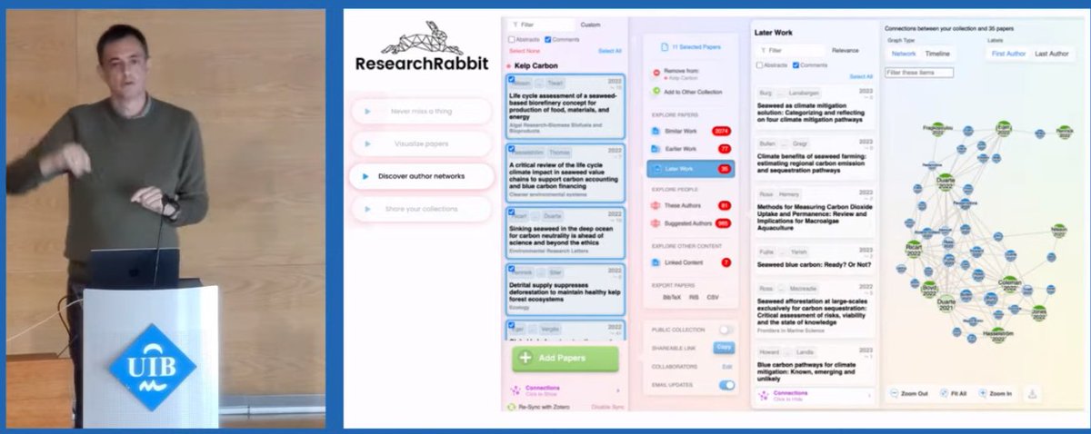 marinaarrabal's tweet photo. Juan freire  ens mostra eines com ResearchRabbit, que funciona amb IA #EdocènciaUIB #VIJornadesDocents @CDigitalUIB https://t.co/p3JoJEG0Zf