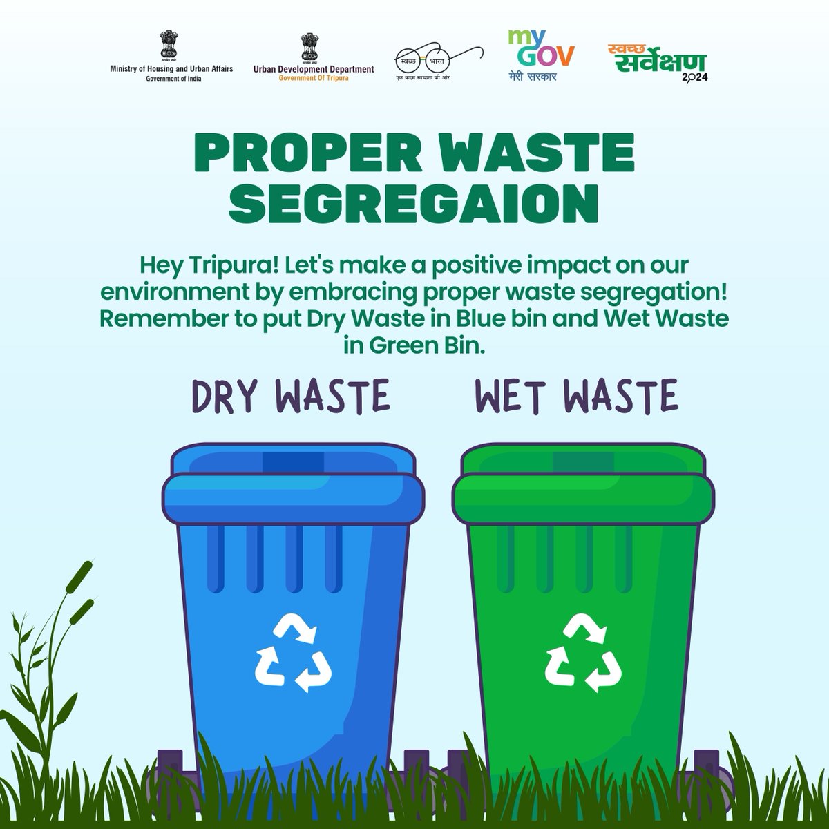 uddtripura's tweet photo. Waste collected = Segregated = Wealth Always give segregated waste to the collection Vehicle. #SourceSegrigation #segregatedwaste #SwachhSurvekshan2024 #cleanindia
@SwachhBharatGov
@MoHUA_India
@mygovindia https://t.co/XpdzNvdnnr