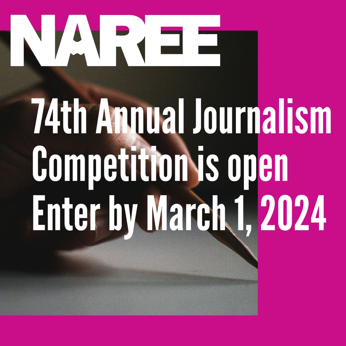It's that time of year again! NAREE's 74th Annual Journalism Competition is open and accepting entries in 29 categories for journalism about real estate. Enter by the March 1st deadline (no extension again this year). Details on naree.org.